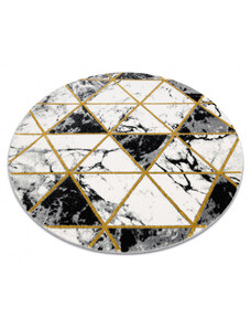 Dywany Luszczow Kusový koberec kulatý EMERALD EXCLUSIVE 1020 mramor, trojúhelníky černý / zlato