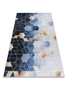 Dywany Luszczow Kusový koberec ANDRE pratelný 1216 Krychle, geometrický protiskluz, modrý
