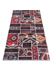 Dywany Luszczow Kusový koberec ANDRE pratelný 2305 orientální patchwork protiskluz, bordó / hnědá
