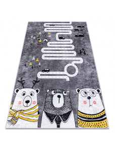 Dywany Luszczow Dětský kusový koberec JUNIOR 52107.801 pratelný Medvědi, zvířata, ulice pro děti protiskluz, šedá