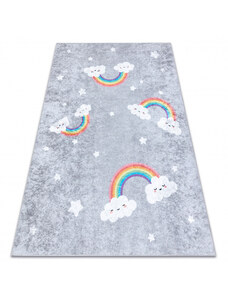 Dywany Luszczow Dětský kusový koberec JUNIOR 52063.801 pratelný Duha, mraky pro děti protiskluz, šedá