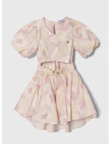 Dětské bavlněné šaty Pinko Up béžová barva, mini