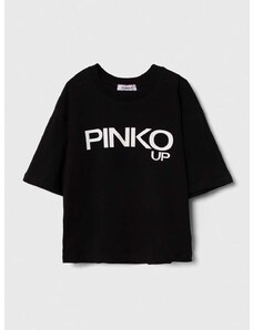 Dětské bavlněné tričko Pinko Up černá barva
