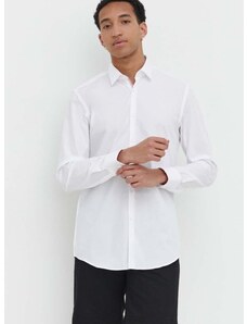 Bavlněná košile HUGO bílá barva, slim, s klasickým límcem, 50513932