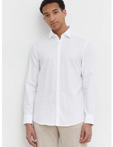 Bavlněná košile HUGO bílá barva, slim, s klasickým límcem, 50500965