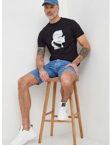 Bavlněné tričko Karl Lagerfeld černá barva, s potiskem