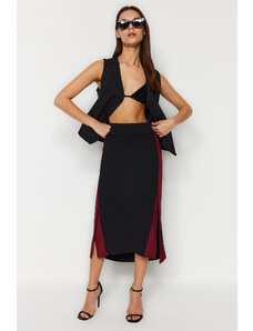 Trendyol Black Color Block Midi Knitted Skirt