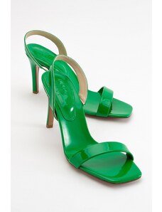 LuviShoes Sims Green Patent Leather Women's Heeled Shoes