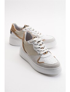 LuviShoes Sette Beige Multi Genuine Leather Women's Sports Shoes