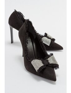 LuviShoes VEGAS Black Suede Women's Heeled Shoes