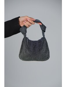 LuviShoes GREAS Women's Black Handbag with Silver Gemstones