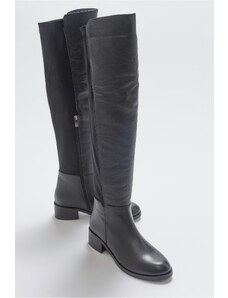 LuviShoes 1177 Black Leather Women's Boots