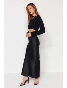 Trendyol Black Mermaid Cut Satin Maxi Length Woven Skirt