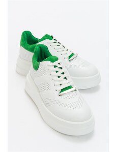LuviShoes Asse Women's Sneakers With White Green Genuine Leather.