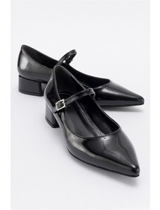 LuviShoes CELEUS Women's Black Patent Leather Heeled Shoes