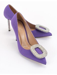 LuviShoes Entre Purple Satin Women's Heeled Shoes