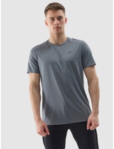4F Pánské sportovní tričko regular z recyklovaných materiálů - šedé