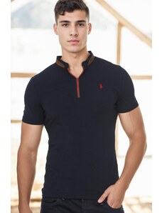 T8571 DEWBERRY ZIPPER MEN'S T-SHIRT-NAVY-2