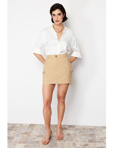 Trendyol Dark Beige Pocket Detailed Mini Woven Skirt