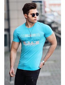 Madmext Embossed Print Turquoise Men's T-Shirt 4594