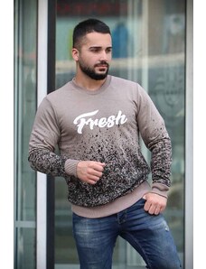 Madmext Camel Printed Crew Neck Sweatshirt