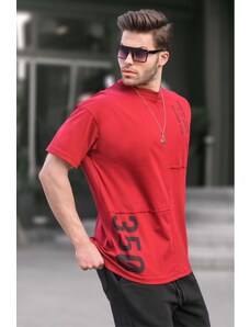 Madmext Burgundy Printed Crew Neck Men's T-Shirt 6089