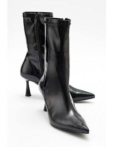 LuviShoes SPEZIA Women's Black Patent Leather Heeled Boots