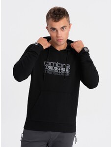 Ombre Men's non-stretch hooded sweatshirt with print - black