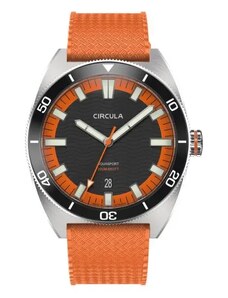 Circula Watches Stříbrné pánské hodinky Circula s gumovým páskem AquaSport II - Orange 40MM Automatic
