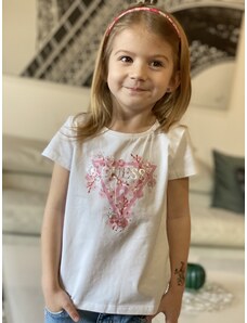 Dívčí tričko s krátkým rukávem GUESS, bílé BLOSSOM