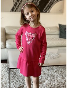 Dívčí šaty s dlouhým rukávem GUESS, tmavě růžové