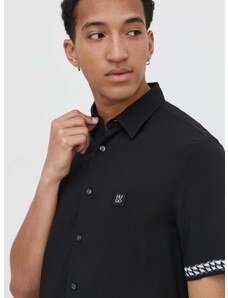 Košile HUGO pánská, černá barva, regular, s klasickým límcem, 50514168