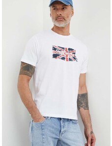 Bavlněné tričko Pepe Jeans Clag bílá barva, s potiskem