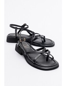 LuviShoes ANTAS Black Genuine Leather Women Sandals