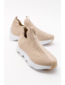 LuviShoes Bubny Beige Knitwear Women's Sneakers