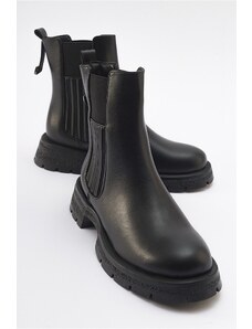 LuviShoes DENIS Black Skin Elastic Women's Chelsea Boots