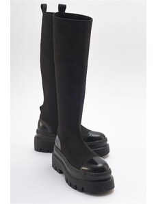 LuviShoes CELINE Women's Black Scuba Thick Soled Boots