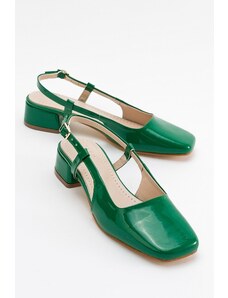 LuviShoes Heyya Women's Patent Leather Green Heeled Sandals