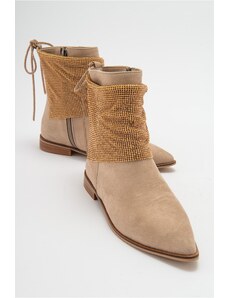 LuviShoes AVANOS Women's Beige Suede Stone Boots