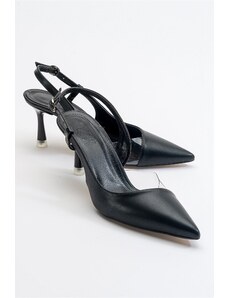 LuviShoes Women's Late Black Skin Heeled Shoes