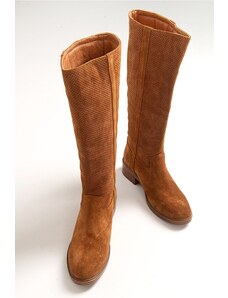 LuviShoes Floral Tan Suede Genuine Leather Women's Boots.