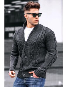 Madmext Anthracite Knitted Cardigan 9053