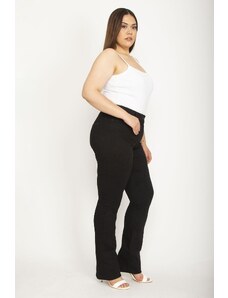 Şans Women's Plus Size Black Lycra 5 Pockets Jeans Trousers