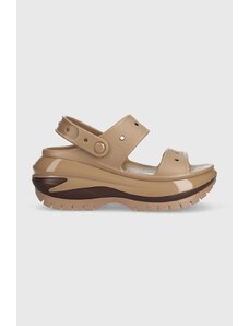 Pantofle Crocs Classic Mega Crush Sandal dámské, hnědá barva, na platformě, 207988