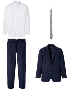 bonprix 4dílný oblek: sako, kalhoty, košile, kravata Modrá