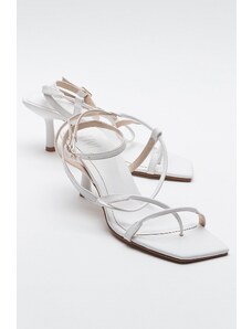 LuviShoes MIAS Women's White Heeled Sandals