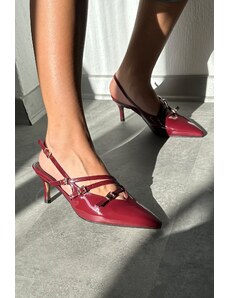 LuviShoes MAGRA Women's Burgundy Patent Leather Heeled Shoes