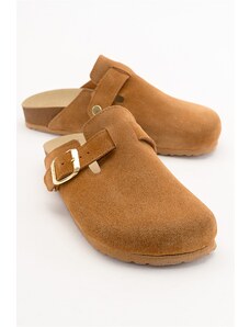 LuviShoes GONS Brown Suede Leather Women's Slippers