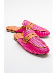 LuviShoes 165 Women's Slippers From Genuine Leather, Pink Straw