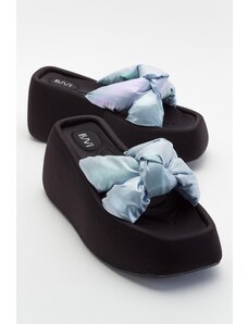 LuviShoes Regno Bebe Women's Blue Wedge Heeled Slippers